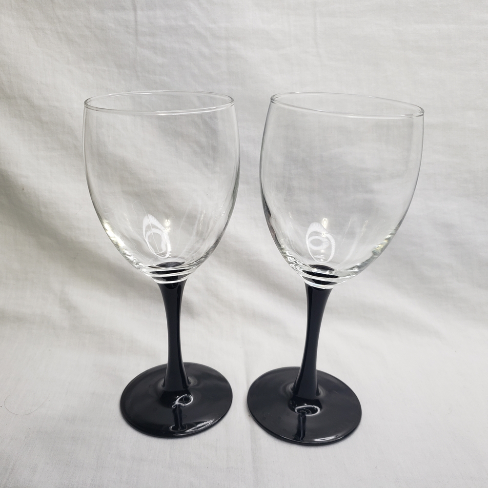 Domino Signature Cristal D'Arques Black Stem Wine Glass Pair Durand